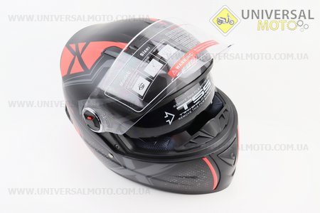 Шолом інтеграл, закритий+окуляри BLD-М61 М (57-58см), ЧОРНИЙ матовий з червоно-сірим малюнком. BLD (Шоломи / UM3600-V42)