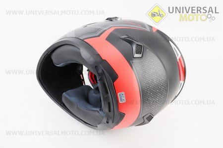 Шолом інтеграл, закритий+окуляри BLD-М61 М (57-58см), ЧОРНИЙ матовий з червоно-сірим малюнком. BLD (Шоломи / UM3600-V42)