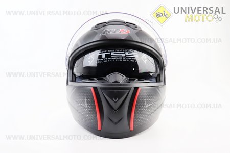 Шолом інтеграл, закритий+окуляри BLD-М61 М (57-58см), ЧОРНИЙ матовий з червоно-сірим малюнком. BLD (Шоломи / UM3600-V42)