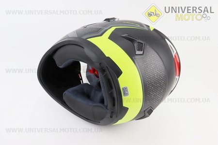 Шолом інтеграл, закритий+окуляри BLD-М61 М (57-58см), ЧОРНИЙ матовий з салатово-сірим малюнком. BLD (Шоломи / UM3600-V43)