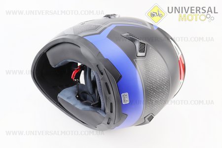 Шолом інтеграл, закритий+окуляри BLD-М61 М (57-58см), ЧОРНИЙ матовий з синьо-сірим малюнком. BLD (Шоломи / UM3600-V44)