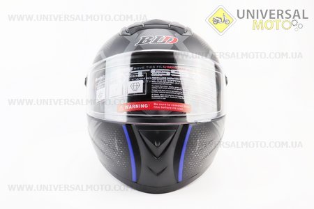 Шолом інтеграл, закритий+окуляри BLD-М61 М (57-58см), ЧОРНИЙ матовий з синьо-сірим малюнком. BLD (Шоломи / UM3600-V44)