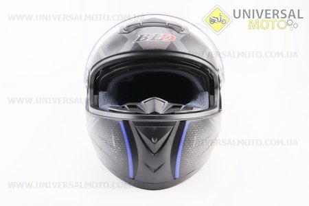 Шолом інтеграл, закритий+окуляри BLD-М61 М (57-58см), ЧОРНИЙ матовий з синьо-сірим малюнком. BLD (Шоломи / UM3600-V44)