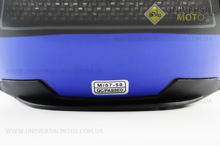 Шолом інтеграл, закритий+окуляри BLD-М61 М (57-58см), ЧОРНИЙ матовий з синьо-сірим малюнком. BLD (Шоломи / UM3600-V44)