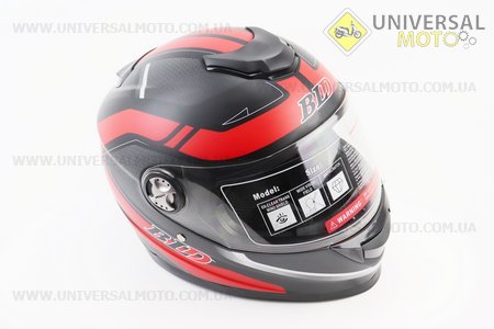 Шолом інтеграл, закритий BLD-М65 S (55-56см), ЧОРНИЙ матовий з червоним малюнком. BLD (Шоломи / UM3600-V47)