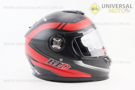 Шолом інтеграл, закритий BLD-М65 М (57-58см), ЧОРНИЙ матовий з червоним малюнком. BLD (Шоломи / UM3600-V49)