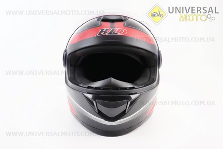 Шолом інтеграл, закритий BLD-М65 М (57-58см), ЧОРНИЙ матовий з червоним малюнком. BLD (Шоломи / UM3600-V49)