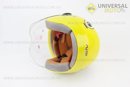 Шолом дитячий відкритий Т68 - ЖОВТИЙ з малюнком червоно-біло-чорним. RUITO (Шоломи / UM3600-V65)