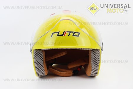 Шолом дитячий відкритий Т68 - ЖОВТИЙ з малюнком червоно-біло-чорним. RUITO (Шоломи / UM3600-V65)