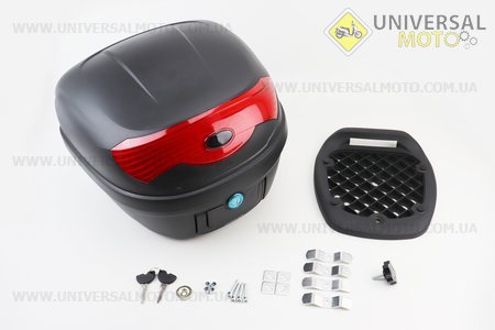 Кофр середній (пластмасовий) 385*385*295мм, кріплення болт-баранчик, чорний матовий YM-0808. YUNMING (Шоломи / UM3600-V73)