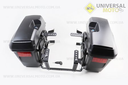 Кофри бічні (пластмасові) 470*230*370мм, кріпл. рамка універсальна, чорні матові S-66. YUNMING (Кофри / UM3600-V74)