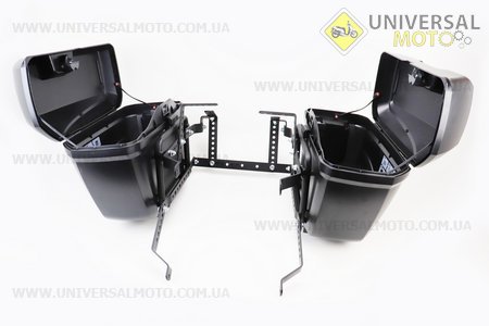 Кофри бічні (пластмасові) 470*230*370мм, кріпл. рамка універсальна, чорні матові S-66. YUNMING (Кофри / UM3600-V74)