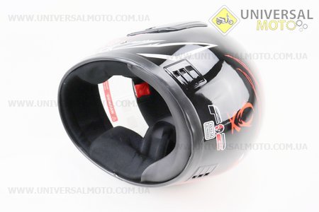 Шолом інтеграл, закритий 825-1 XS, ЧОРНИЙ з червоно-сірим STAR ROCK малюнком (можливі подряпини, дефекти фарбування). F-2 (Шоломи / UM3600-V89)