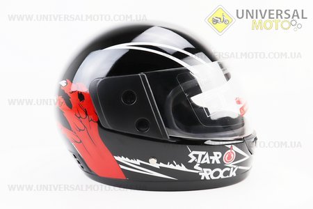 Шолом інтеграл, закритий 825-1 XS, ЧОРНИЙ з червоно-сірим STAR ROCK малюнком (можливі подряпини, дефекти фарбування). F-2 (Шоломи / UM3600-V89)