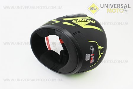 Шолом закритий 825-1 XS- чорний матовий з малюнком зеленим (можливі дефекти фарбування). F-2 (Шоломи / UM3600-V90)