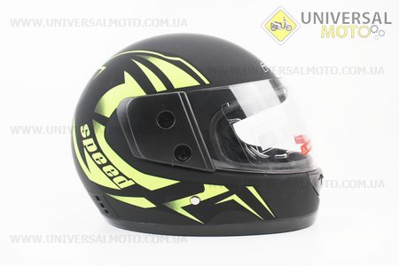 Шолом закритий 825-1 XS- чорний матовий з малюнком зеленим (можливі дефекти фарбування). F-2 (Шоломи / UM3600-V90)