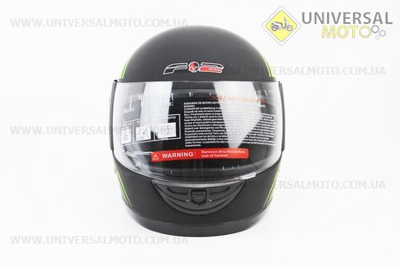 Шолом закритий 825-1 XS- чорний матовий з малюнком зеленим (можливі дефекти фарбування). F-2 (Шоломи / UM3600-V90)