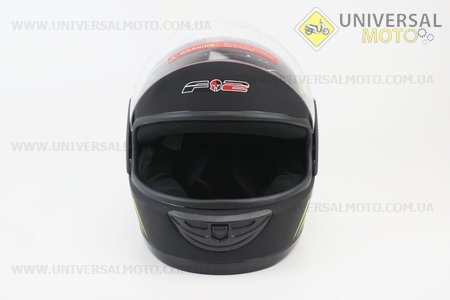 Шолом закритий 825-1 XS- чорний матовий з малюнком зеленим (можливі дефекти фарбування). F-2 (Шоломи / UM3600-V90)