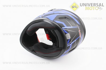 Шолом закритий BLD-М65 S (55-56см), чорний матовий із синім малюнком. F-2 (Шоломи / UM3600-V92)