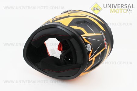 Шолом закритий BLD-М65 S (55-56см), чорний матовий з оранжевим малюнком. F-2 (Шоломи / UM3600-V94)