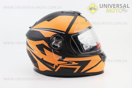 Шолом закритий BLD-М65 S (55-56см), чорний матовий з оранжевим малюнком. F-2 (Шоломи / UM3600-V94)