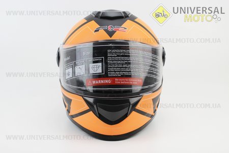 Шолом закритий BLD-М65 S (55-56см), чорний матовий з оранжевим малюнком. F-2 (Шоломи / UM3600-V94)