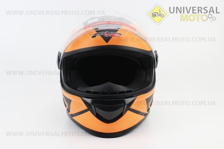 Шолом закритий BLD-М65 S (55-56см), чорний матовий з оранжевим малюнком. F-2 (Шоломи / UM3600-V94)