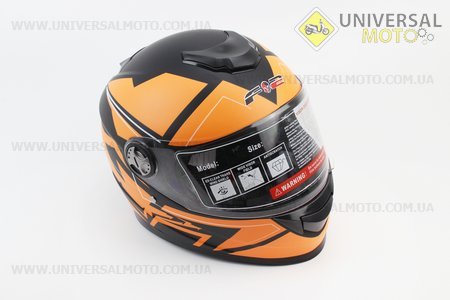 Шолом закритий BLD-М65 S (55-56см), чорний матовий з оранжевим малюнком. F-2 (Шоломи / UM3600-V94)