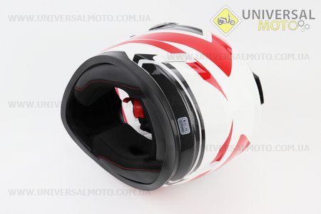 Шолом інтеграл, закритий BLD-М65 М (57-58см), БІЛИЙ глянець з червоно-чорним малюнком. BLD (Шоломи / UM3601-V17)