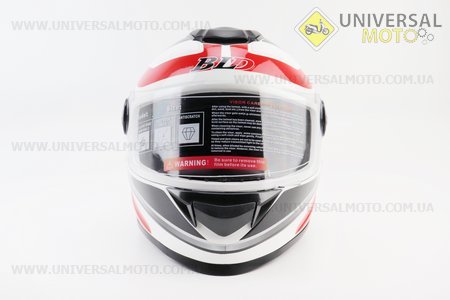 Шолом інтеграл, закритий BLD-М65 М (57-58см), БІЛИЙ глянець з червоно-чорним малюнком. BLD (Шоломи / UM3601-V17)