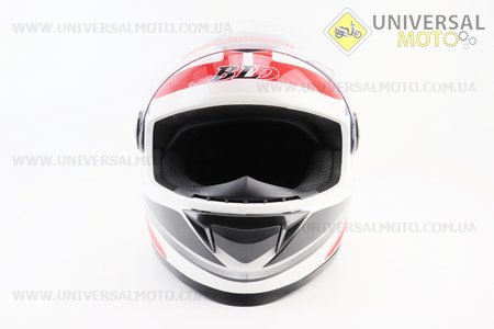 Шолом інтеграл, закритий BLD-М65 М (57-58см), БІЛИЙ глянець з червоно-чорним малюнком. BLD (Шоломи / UM3601-V17)