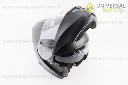 Шолом модуляр, закритий з відкидним підборіддям+відкидні окуляри BLD-162 М (57-58см), ЧОРНИЙ матовий. BLD (Шоломи / UM3601-V22)