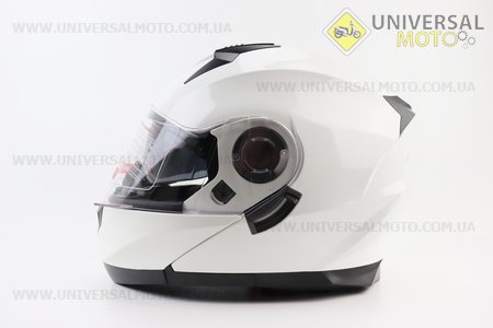 Шолом модуляр, закритий з відкидним підборіддям+відкидні окуляри BLD-162 М (57-58см), БІЛИЙ глянець. BLD (Шоломи / UM3601-V23)
