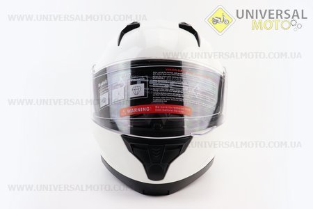 Шолом модуляр, закритий з відкидним підборіддям+відкидні окуляри BLD-162 М (57-58см), БІЛИЙ глянець. BLD (Шоломи / UM3601-V23)