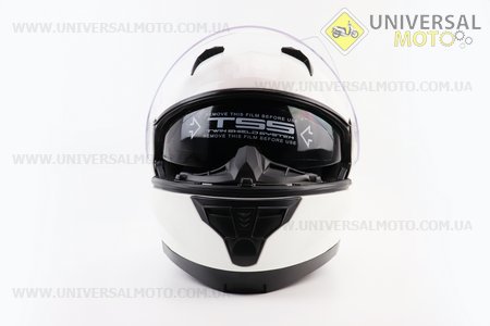 Шолом модуляр, закритий з відкидним підборіддям+відкидні окуляри BLD-162 М (57-58см), БІЛИЙ глянець. BLD (Шоломи / UM3601-V23)