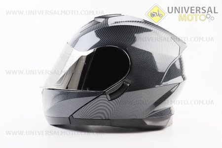 Шолом модуляр, закритий з відкидним підборіддям+відкидні окуляри BLD-162 S (55-56см), "КАРБОН" глянець. BLD (Шоломи / UM3601-V24)