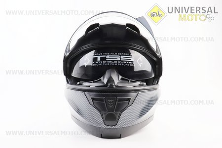 Шолом модуляр, закритий з відкидним підборіддям+відкидні окуляри BLD-162 S (55-56см), "КАРБОН" глянець. BLD (Шоломи / UM3601-V24)