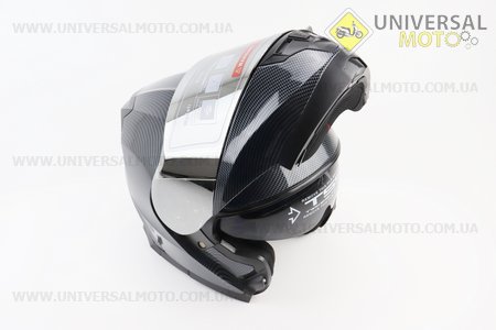 Шолом модуляр, закритий з відкидним підборіддям+відкидні окуляри BLD-162 М (57-58см), "КАРБОН" глянець. BLD (Шоломи / UM3601-V25)