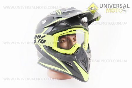 Окуляри кросові/ендуро/АТV, салатові (прозоре скло). 100% (Разное / UM3601-V38)