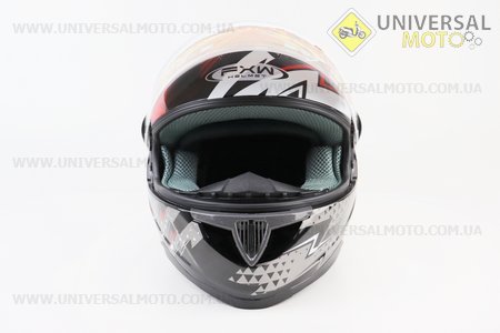 Шолом інтеграл, закритий HF-122 L, ЧОРНИЙ глянець з червоно-білим малюнком Q239 (можливий не працюючий повітрозабірник на бороді). FXW (Шоломи / UM3601-V46)