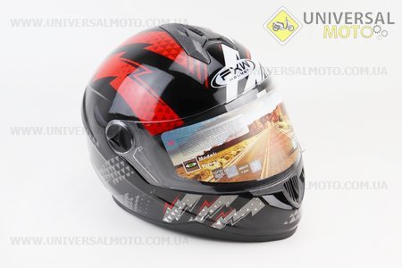 Шолом інтеграл, закритий HF-122 L, ЧОРНИЙ глянець з червоно-білим малюнком Q239 (можливий не працюючий повітрозабірник на бороді). FXW (Шоломи / UM3601-V46)