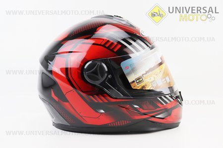 Шолом інтеграл, закритий HF-122 XL, ЧОРНИЙ глянець з червоно-сірим малюнком IRON Q238 (можливий не працюючий повітрозабірник, потертості). FXW (Шоломи / UM3601-V47)