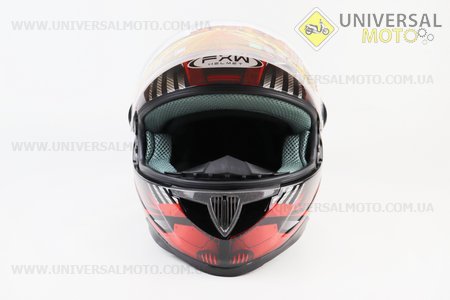 Шолом інтеграл, закритий HF-122 XL, ЧОРНИЙ глянець з червоно-сірим малюнком IRON Q238 (можливий не працюючий повітрозабірник, потертості). FXW (Шоломи / UM3601-V47)
