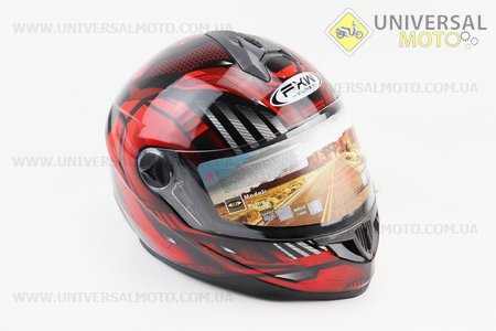 Шолом інтеграл, закритий HF-122 XL, ЧОРНИЙ глянець з червоно-сірим малюнком IRON Q238 (можливий не працюючий повітрозабірник, потертості). FXW (Шоломи / UM3601-V47)