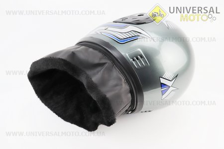 Шолом закритий HK-221 - сірий з синьо-білим малюнком + комір (можливі подряпини, дефекти фарбування). HTK (Шоломи / UM3601-V51)