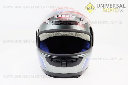 Шолом закритий HK-221 - сірий з синьо-білим малюнком + комір (можливі подряпини, дефекти фарбування). HTK (Шоломи / UM3601-V51)
