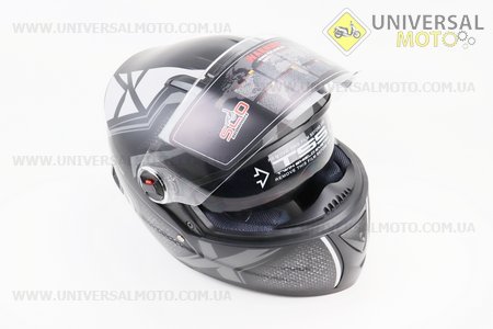 Шолом інтеграл, закритий (сертифікація DOT/ECE)+окуляри SCO-М61 S (55-56см), ЧОРНИЙ матовий з сірим малюнком. Scorpion (Шоломи / UM3601-V54)