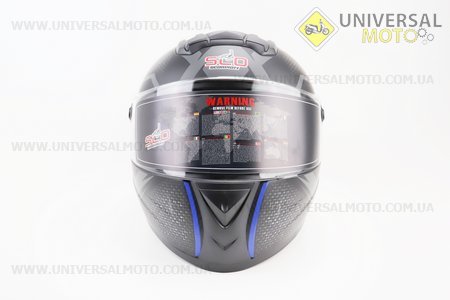Шолом інтеграл, закритий (сертифікація DOT/ECE)+окуляри SCO-М61 S (55-56см), ЧОРНИЙ матовий з синьо-сірим малюнком. Scorpion (Шоломи / UM3601-V55)