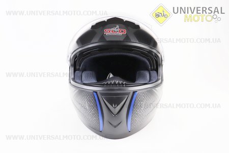 Шолом інтеграл, закритий (сертифікація DOT/ECE)+окуляри SCO-М61 S (55-56см), ЧОРНИЙ матовий з синьо-сірим малюнком. Scorpion (Шоломи / UM3601-V55)