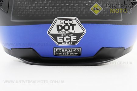 Шолом інтеграл, закритий (сертифікація DOT/ECE)+окуляри SCO-М61 S (55-56см), ЧОРНИЙ матовий з синьо-сірим малюнком. Scorpion (Шоломи / UM3601-V55)